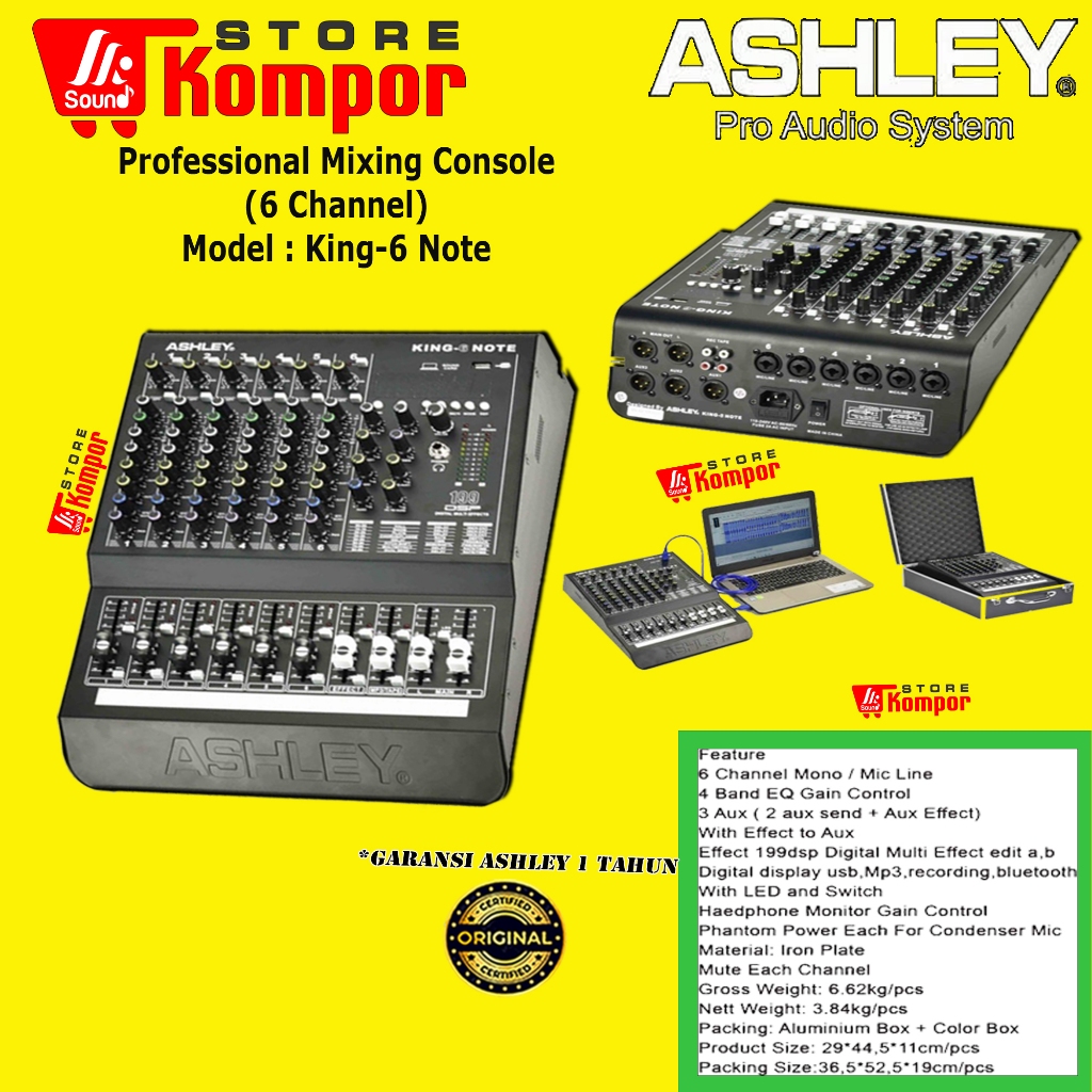 MIXER ASHLEY KING 6 NOTE / KING6NOTE MIXER 6 CHANNEL KING 6 NOTE