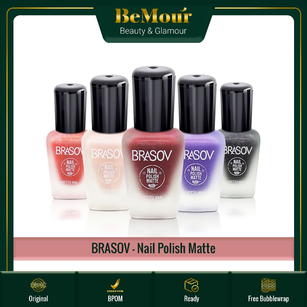 BRASOV - NAIL POLISH MATTE ( 8 ml ) - Cat Kuku Matte Kutek Kuteks Berkilau Awet & Tidak Mudah Rusak 