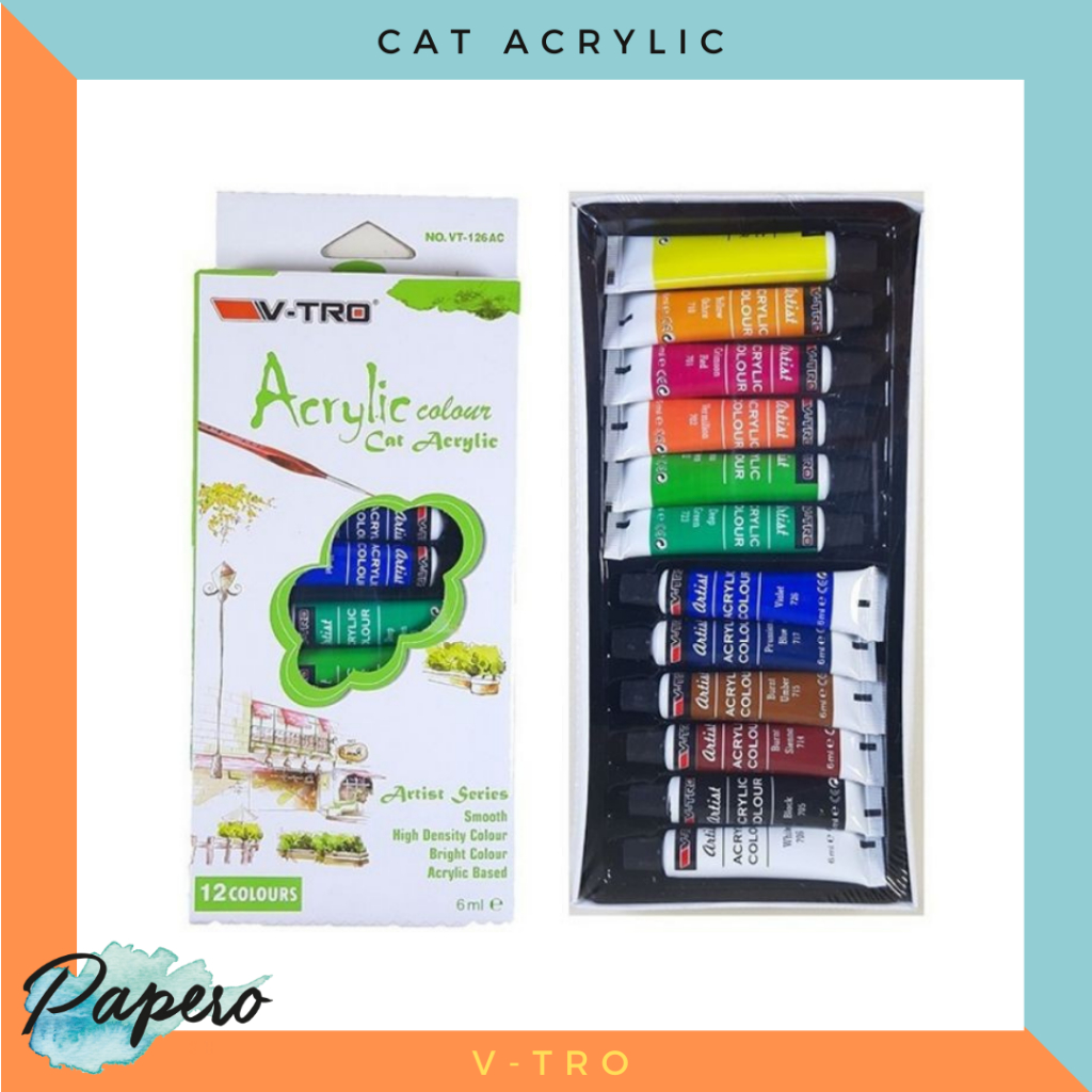 

Acrylic Paint V-TRO / Cat Akrilik 12 warna 6 ml