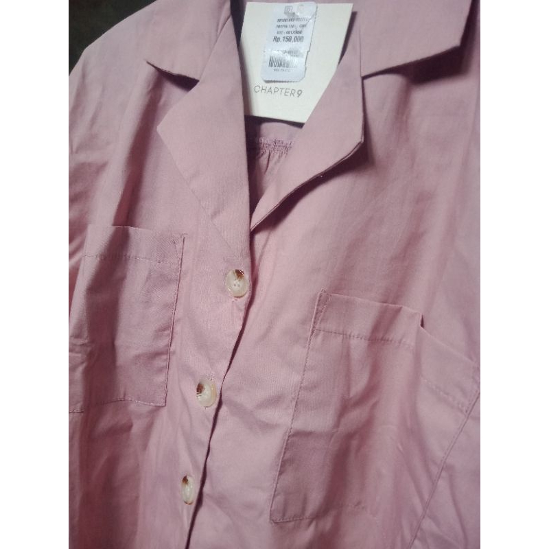 Kemeja Blouse Wanita Crop Soft Pink Chapter 9