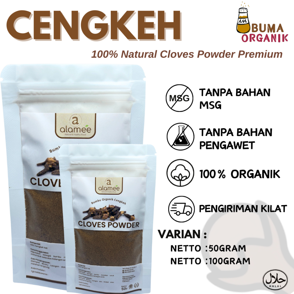 

Cengkeh Bubuk Clove Powder Ground Spice Rempah Rimpang Murni Asli Tanpa Campuran Bumbu Organik all varian 50gram dan100gram