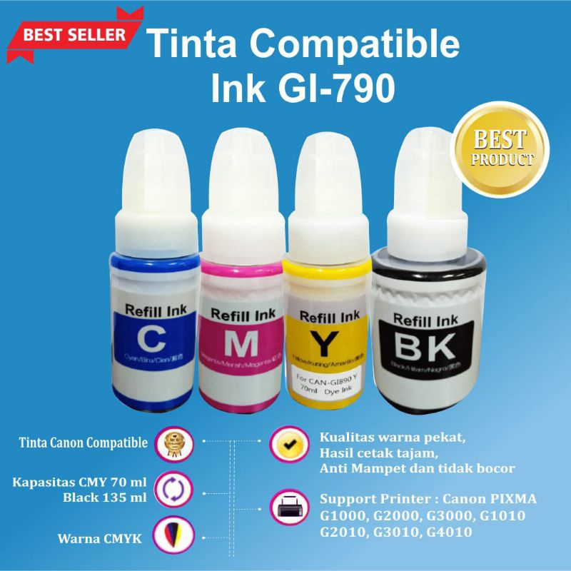 Tinta GI-790 Premium Refill Printer Canon G1010 G2010 G3010 G4010 790