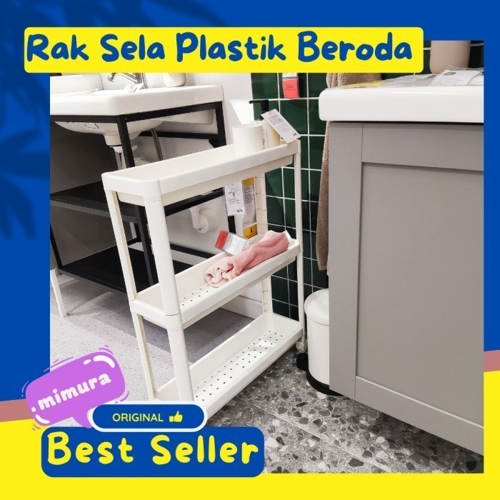 Rak Plastik 3 Susun Roda Rak Troli Rak Kamar Mandi Rak Bumbu Dapur
