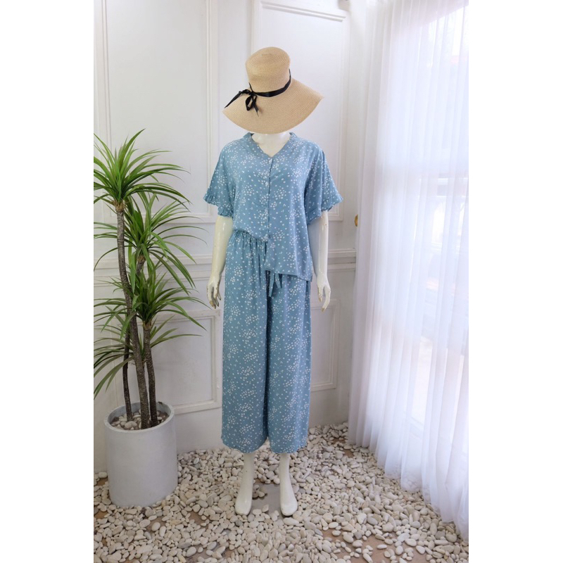 Noa Motif | Set Kulot Premium | Set Jumbo | Set Semi Crop | Setelan polos |