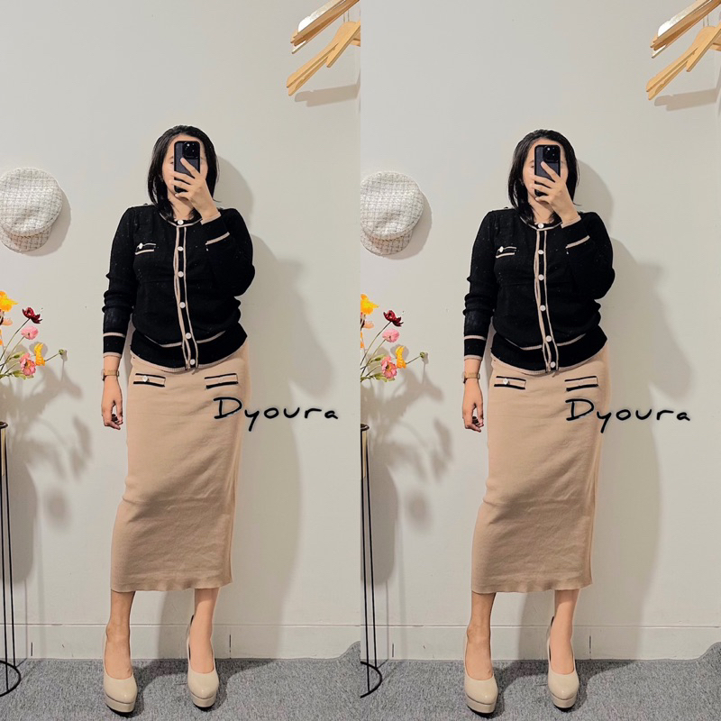 setelan rajut premium wanita/ setelan rok rajut wanita /oneset wanita/ longsleeve skirt set/ atasan 