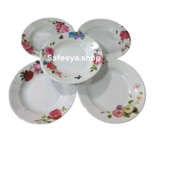 (6pcs/1Lusin) Piring tatakan gelas motif | Piring bulat tatakan melamin | Piring kue