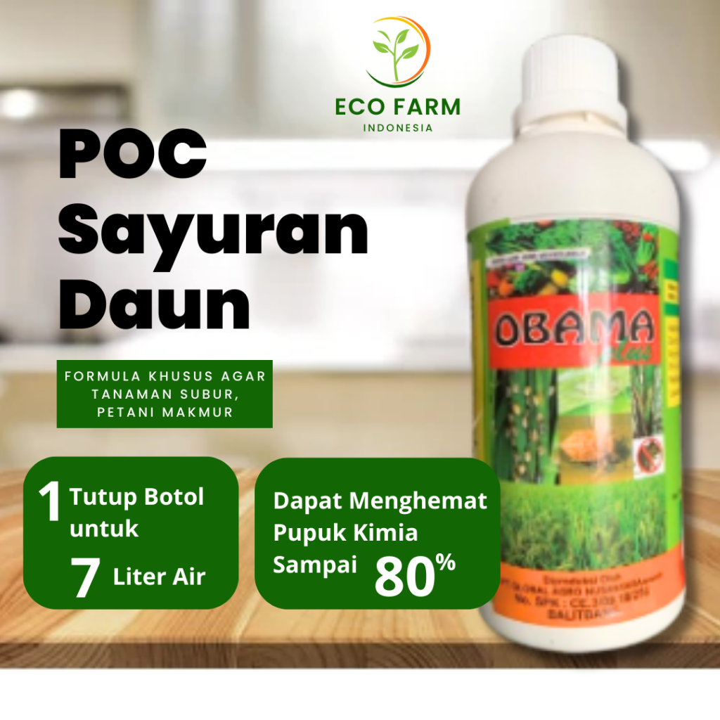 ECOFARM - 1 Liter Pupuk Organik Obama Plus Cair Tanaman Daun / Sayur Terlaris Termurah 100% Asli Org