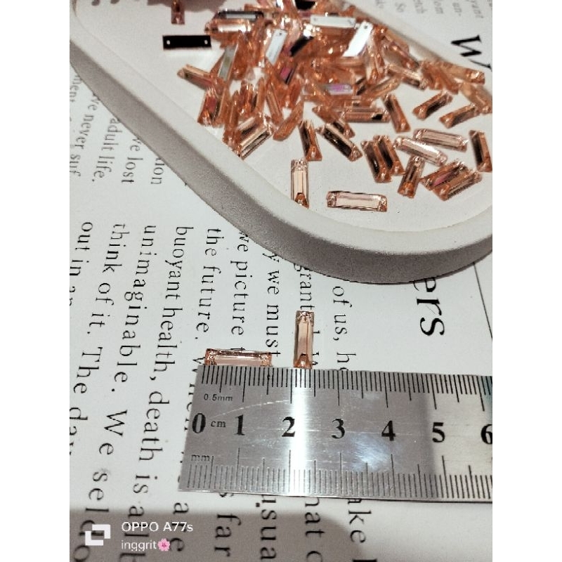 (20biji)Mote Permata Payet Balok/Persegi Panjang 4×15