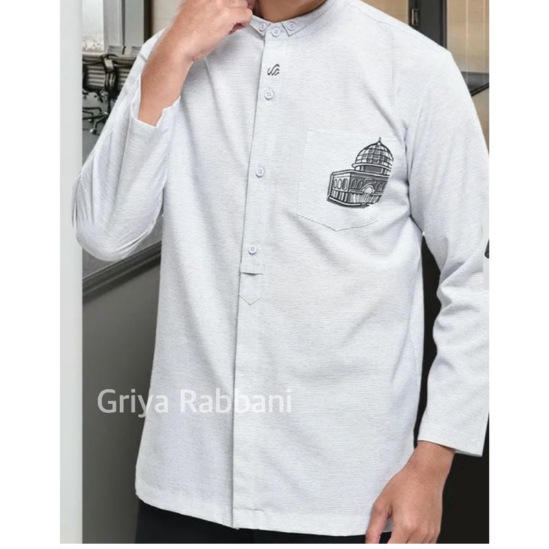 kemko ghazir blg - Rabbani - baju koko putih - baju koko putih lengan panjang - Kemeja Koko Lengan P