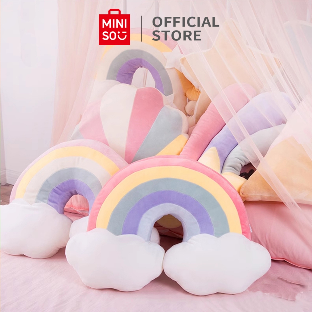 MINISO BANTAL LEHER PELANGI SUMMER RAINBOW SERIES PLUSH PILLOW Bantal Leher Bentuk Pelangi