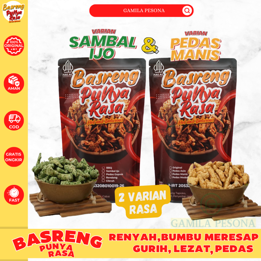 

Basreng Punya Rasa Pilihan Terbaik Pedes Manis dan Basreng Sambal Ijo 180gr Enak dan Halal