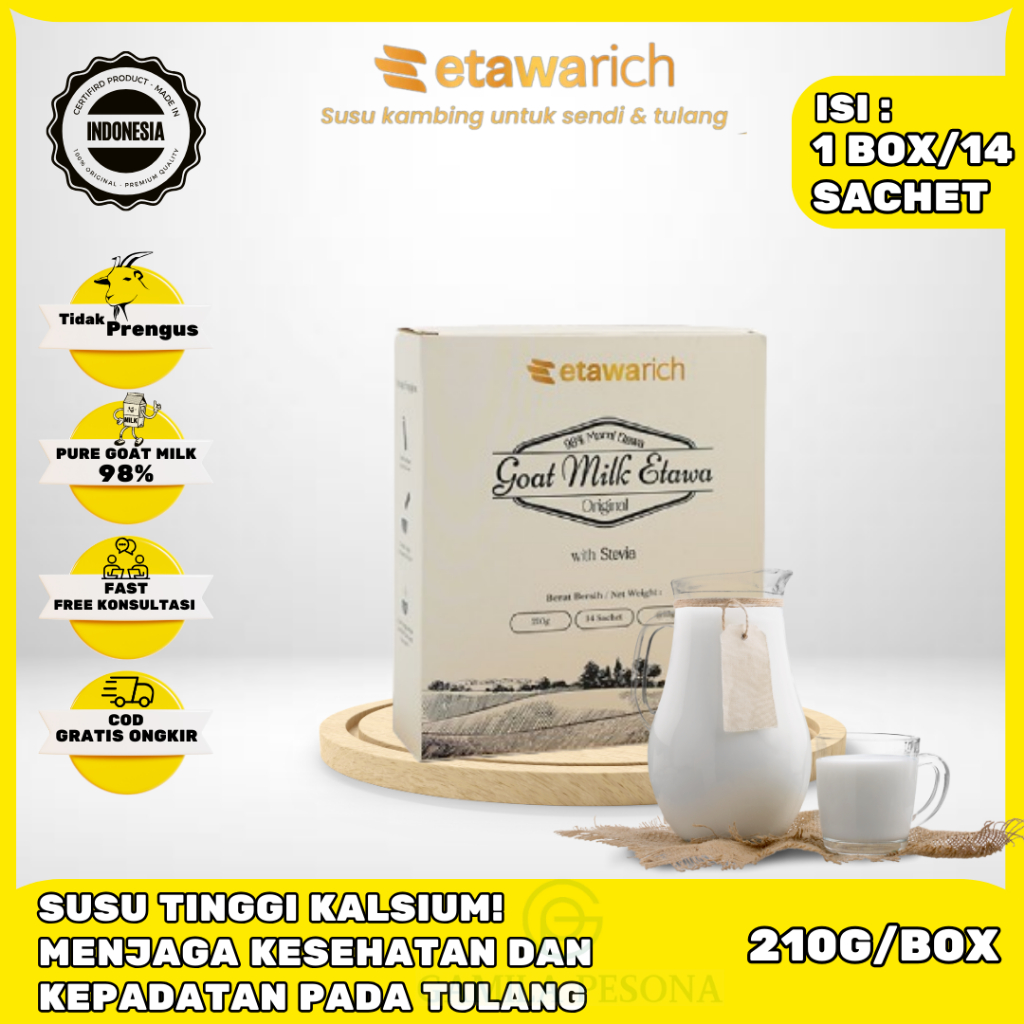 

Etawarich Susu Kambing Nyeri Sendi isi 14 sachet Praktis dan Aman Dibawa Kemana Saja