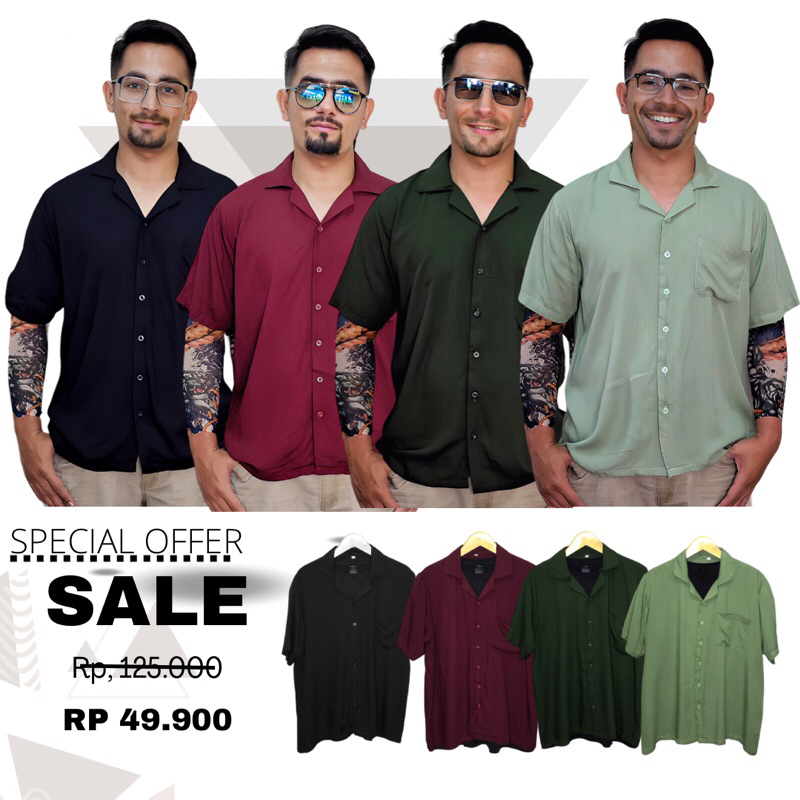 Kemeja kasual Vintage Hawai Rayon / Kemeja Open Collar