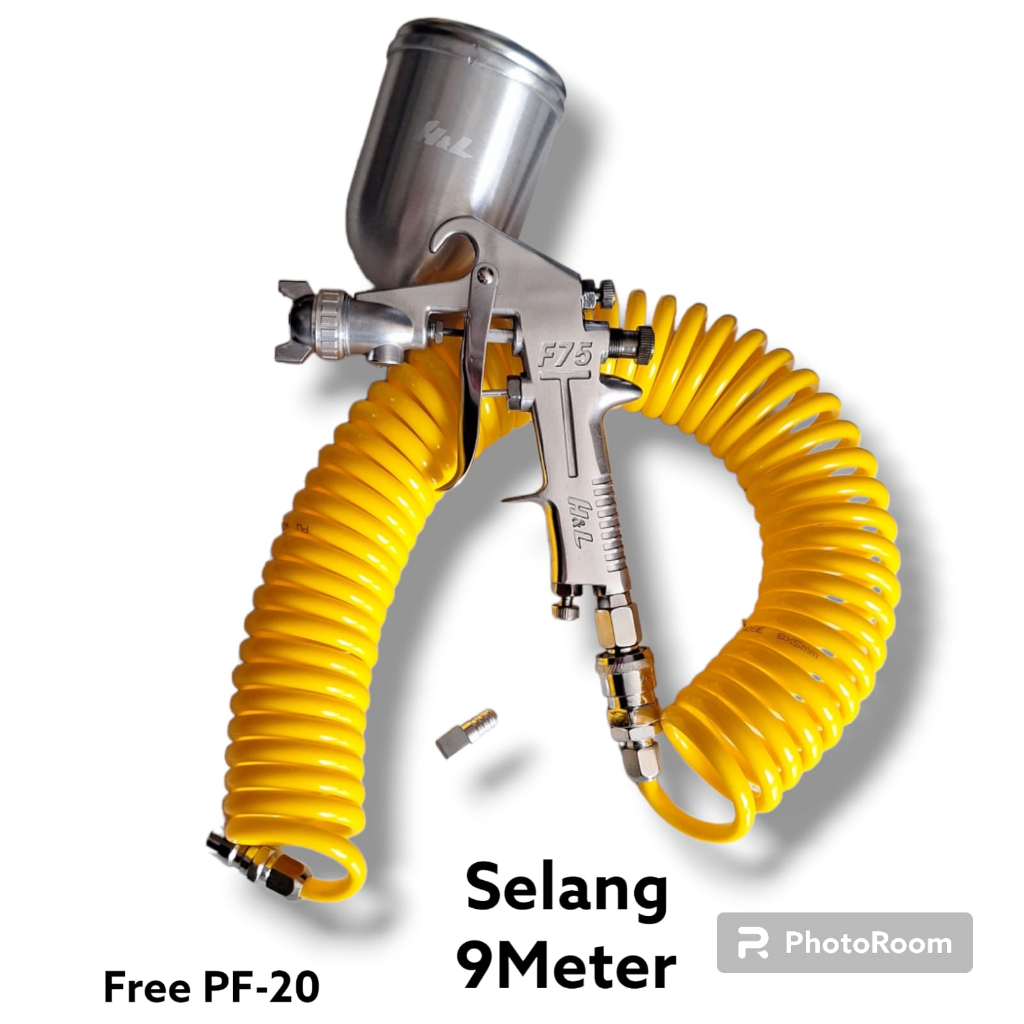 PAKET Spray Gun - Alat Semprot Cat spet Spray Gun F75G Semprotan Cat Kompresor Angin tabung atas + S
