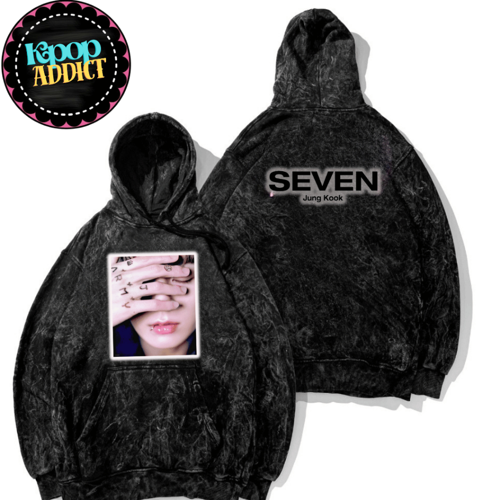 Hoodie SEVEN JUNGKOOK Bahan SANDWASH SLOW ACID PREMIUM HOODIE TEBAL Berkualitas