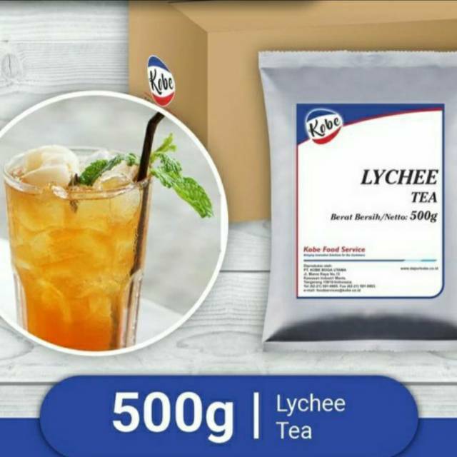 

Kobe Lychee Tea powder 500gr bubuk teh instant premix minuman Leci Drinks