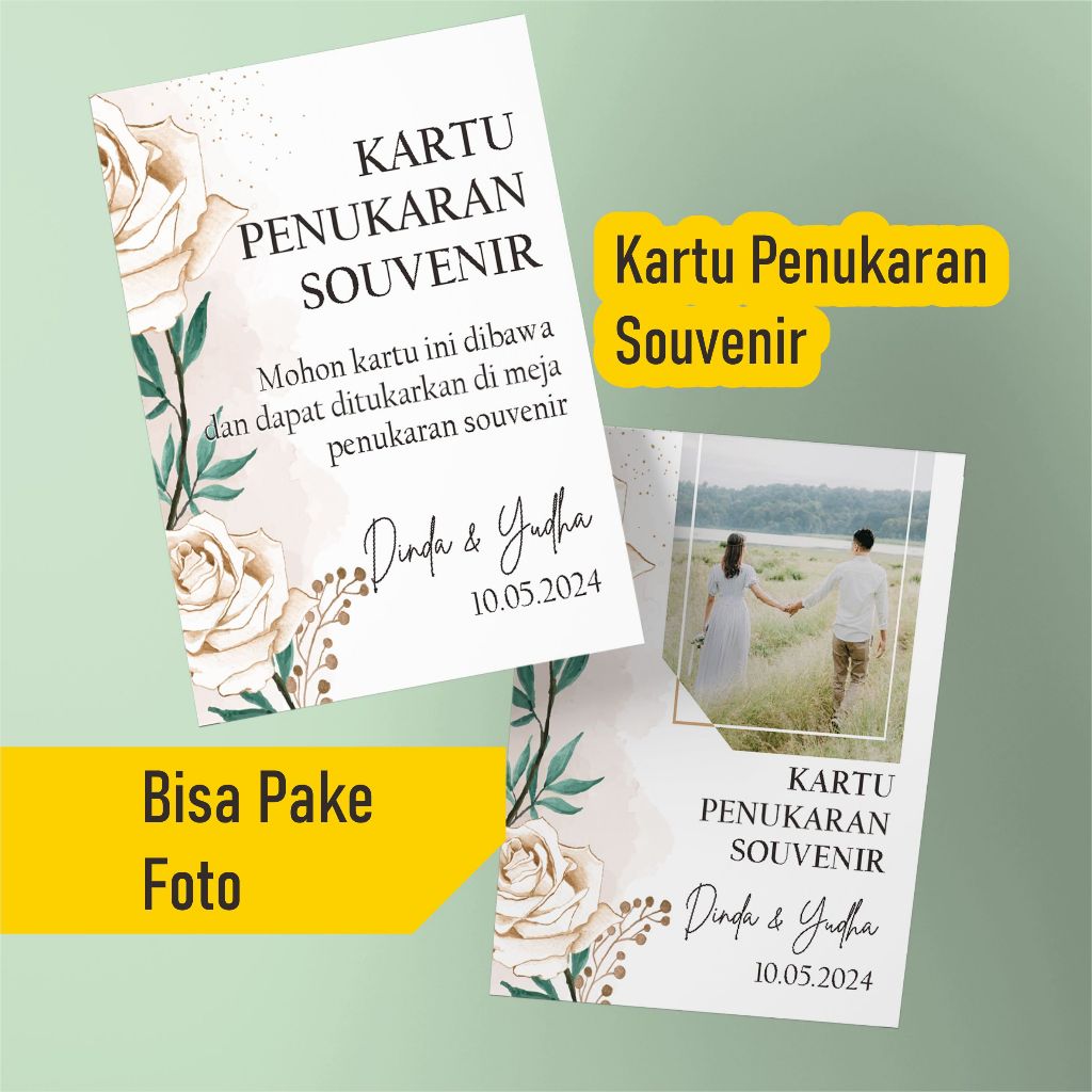 Kartu Penukaran Souvenir Pernikahan | Kupon Pengambilan souvenir Wedding | Voucher Pernikahan 001 i