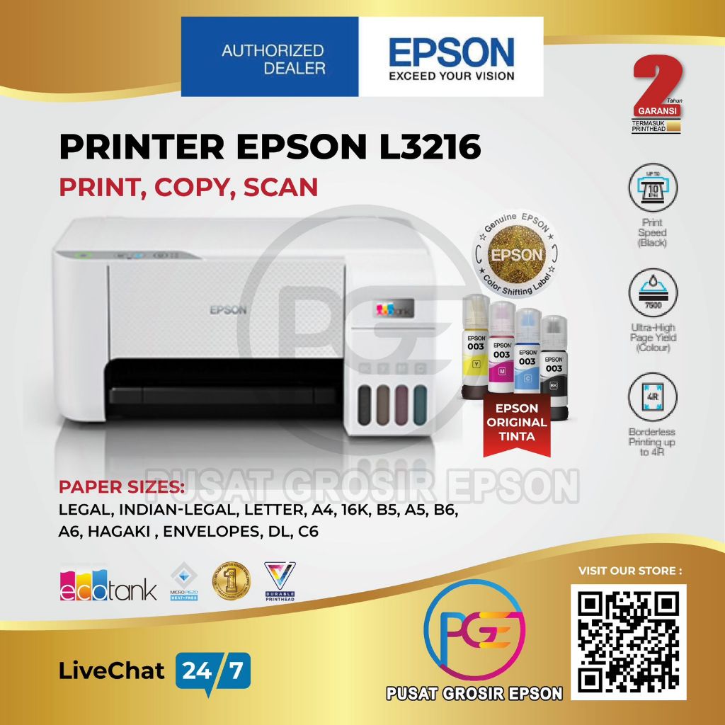 Epson EcoTank L3216 L-3216 L 3216 A4 All-in-One Garansi Resmi
