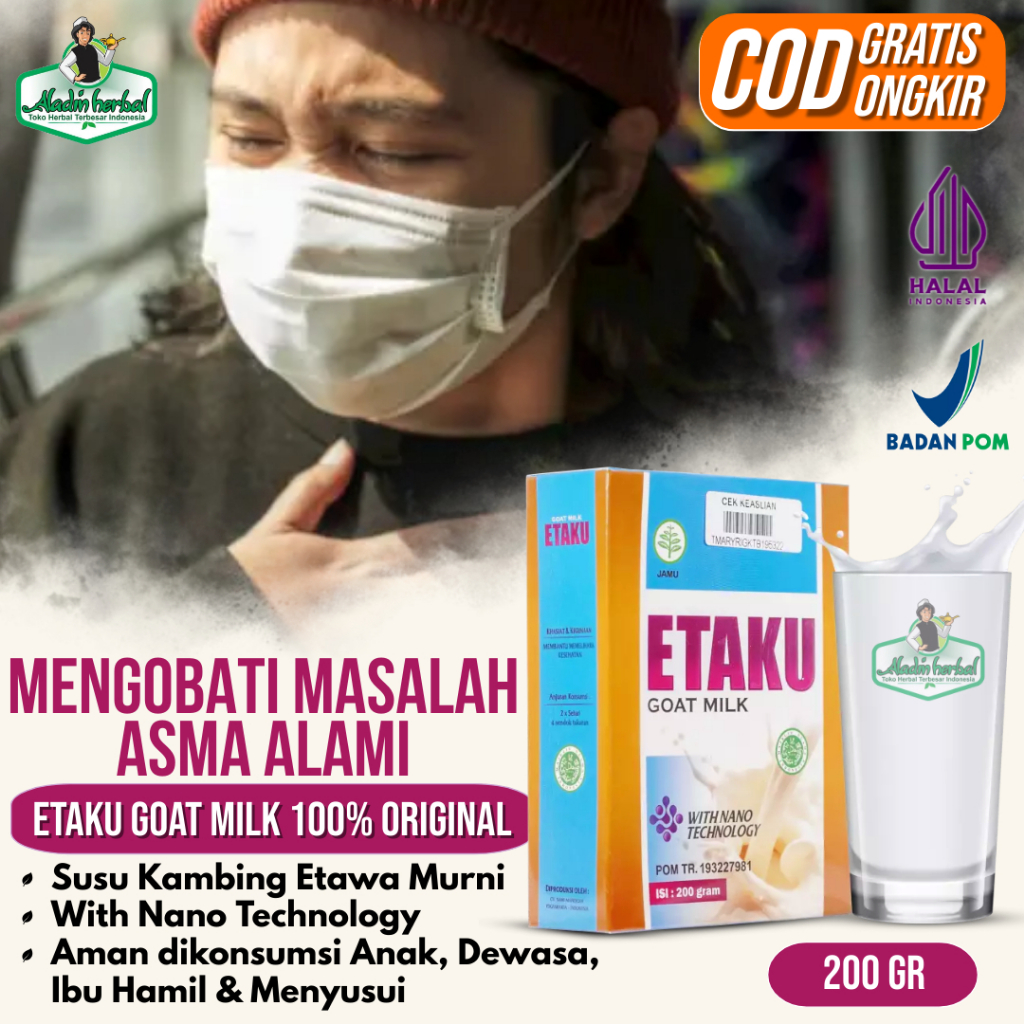 

Susu Kambing Etawa 200gr Herbal Asma Anak Dewasa Atasi Masalah Pernapasan TBC Sesak Pembersih Paru-paru Etaku Goat Milk Asli Original