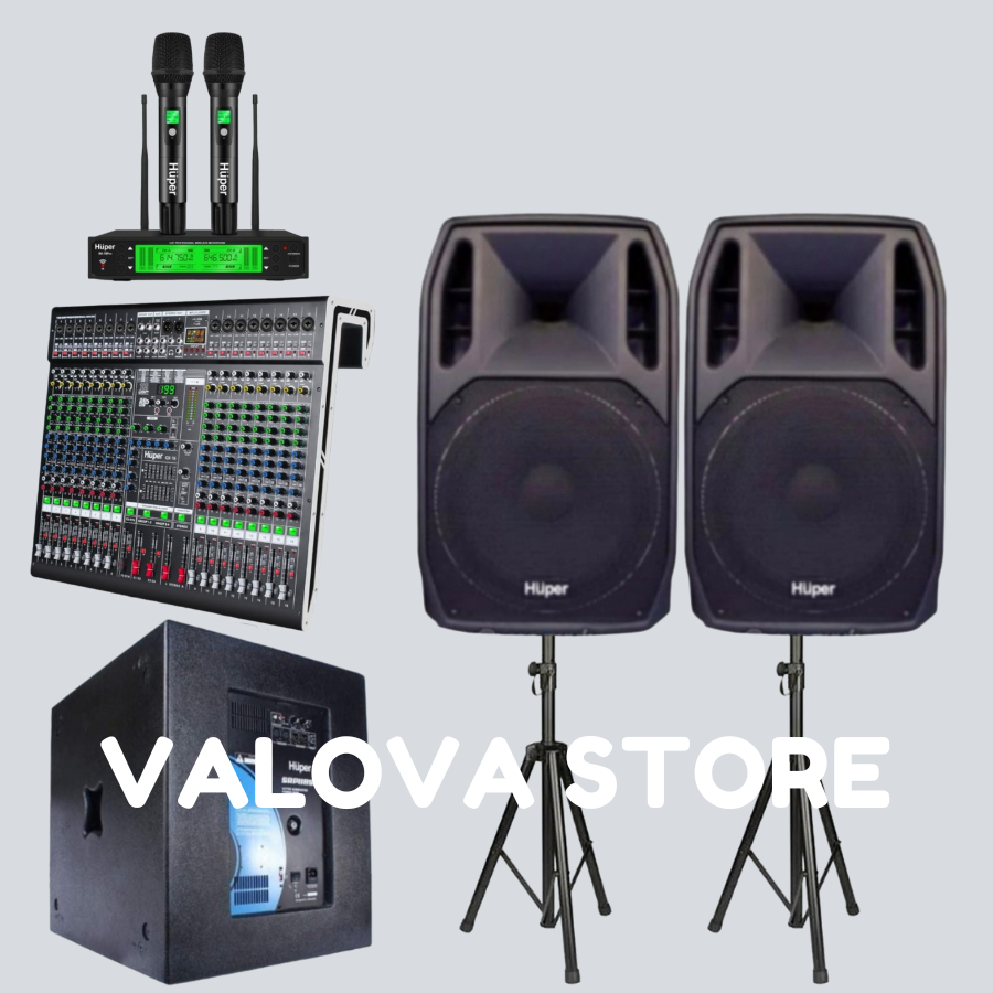 Paket 9 soundsystem outdoor Huper AK15A + Sub SRP118SE + Huper QX16