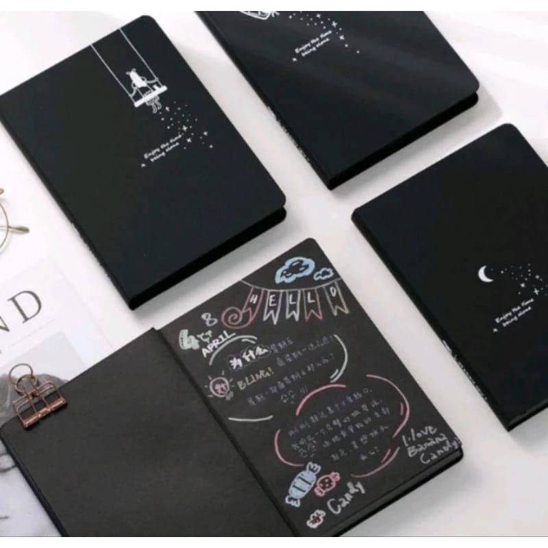 

E870 Buku Tulis Kertas Hitam A6 A5 B5 Black Paper Plain Notebook