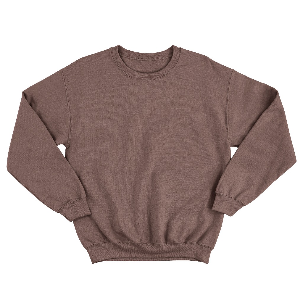 Crewneck Sweater Polos Premium Dewasa Mocca Coklat Susu Coksu Boxy Fleece Gramasi 280 PE Pria Wanita