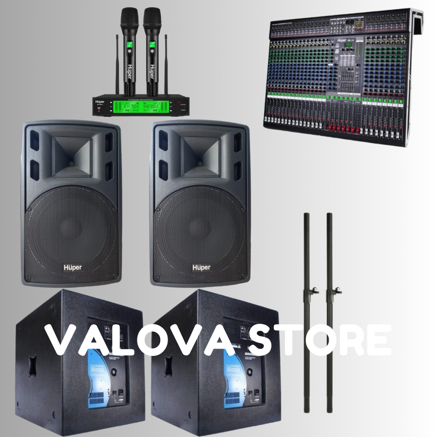 Paket 14 soundsystem Huper 15HA400 + Sub SRP118SE + Huper QX 24