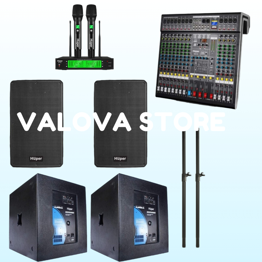 Paket 6 soundsystem Huper QA15A + Sub SRP118SE + Huper QX12