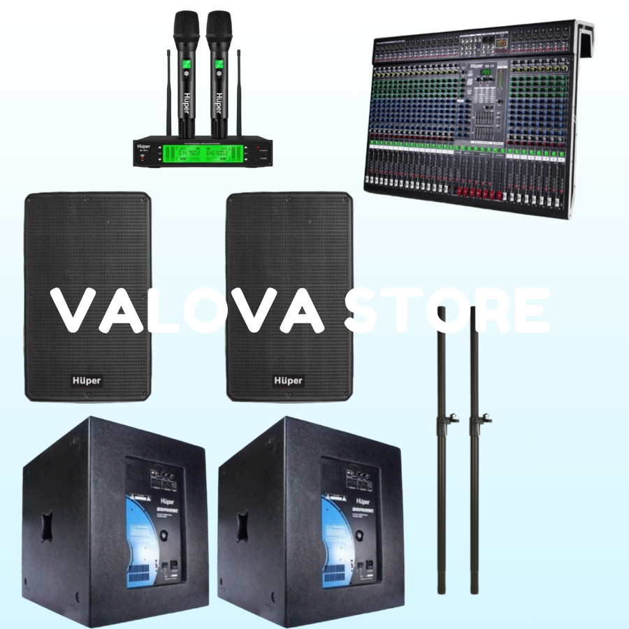 Paket 14 soundsystem Huper QA15A + Sub SRP118SE + Huper QX 24