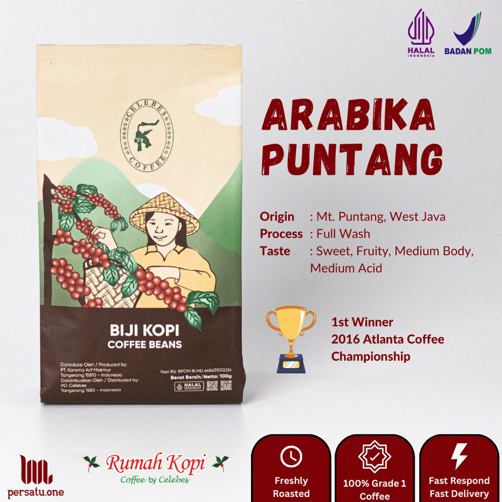 

[CELEBES COFFEE] Kopi Arabika Puntang Bubuk/Biji/Espresso