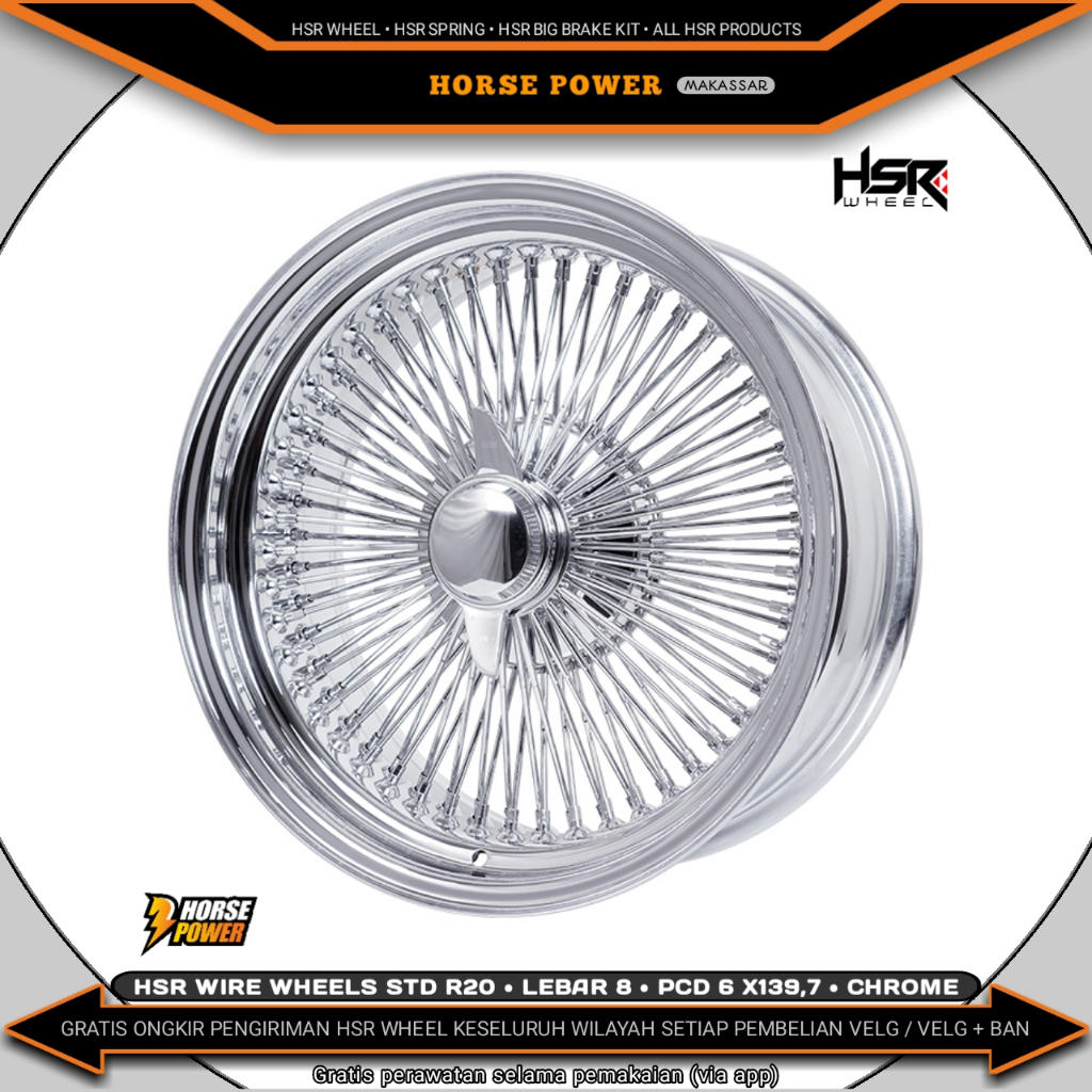 Velg R20 • Mobil 6 Baut Roda • Single Pcd 6 x 139,7 • Hsr Wire Wheels Std
