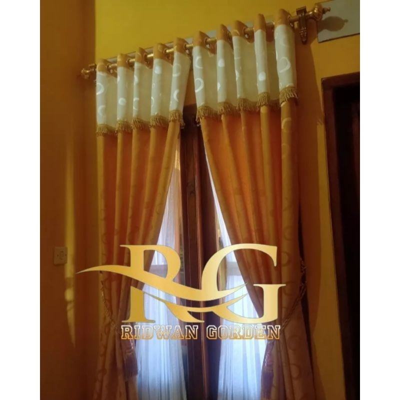Gorden Poni Tempel Rumbai Mewah | Tirai Jendela & Pintu Polos Minimalis Elegan