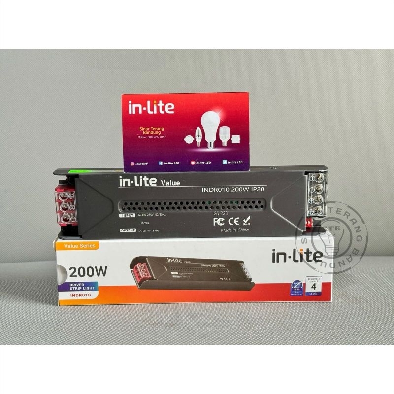 ADAPTOR DRIVER PSU TRAFO LED STRIP INLITE 16A 12V 200W - INDR010