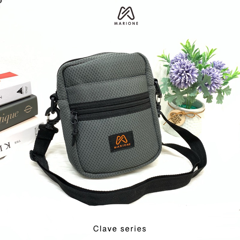 MARIONE - CLAVE Tas Pria Slingbag hp cowok kanvas tebal - MARIONE CLAVE SERIES
