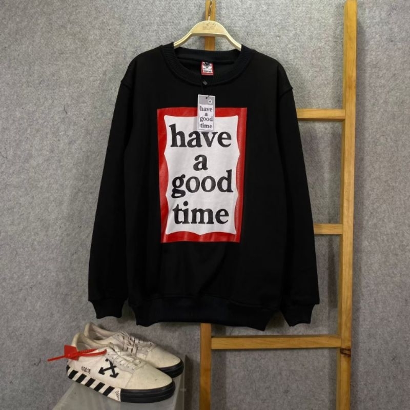 JACKET CREWNECK HAVE A GOOD TIME HITAM