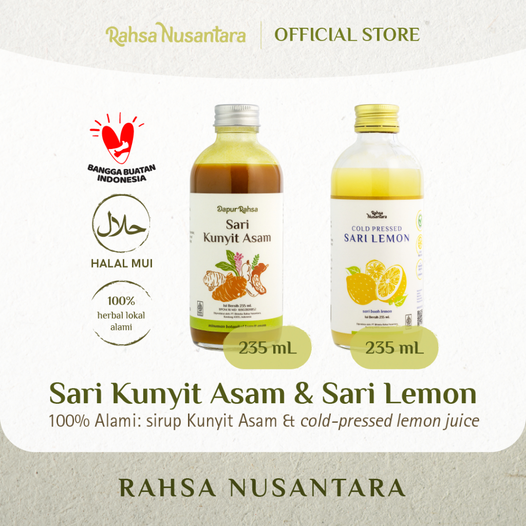 

Bundle Sari Kunyit Asam & Sari Lemon By Rahsa Nusantara | BPOM, 100% Herba, Halal