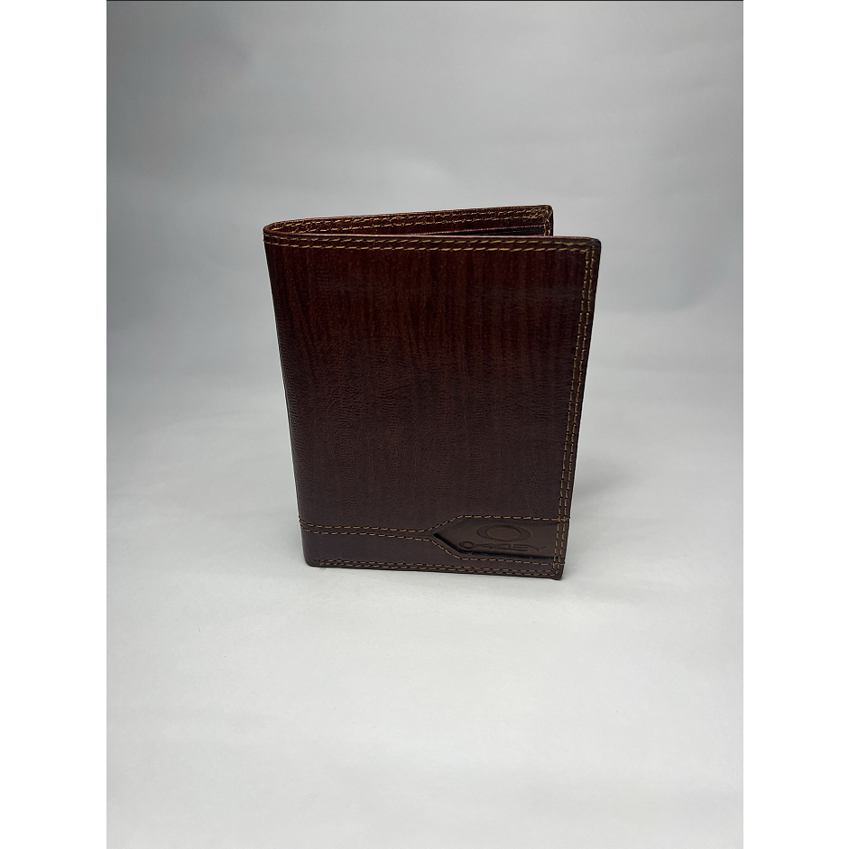 DOMPET PRIA KULIT ASLI Brand Oakley Motif Kayu warna Coklat