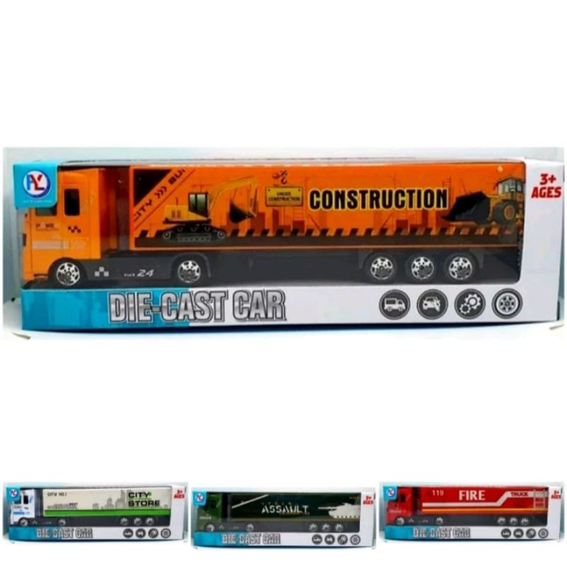 Diecast Truk Container_Mainan Diecast truk kontainer pull back_Diecast Truk Kontainer