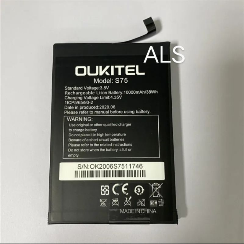 Batre S75 For Oukitel Wp6 Batrei HP Outdoor Baterai 10000mAh Batrai S-75 Wp-6 Battery