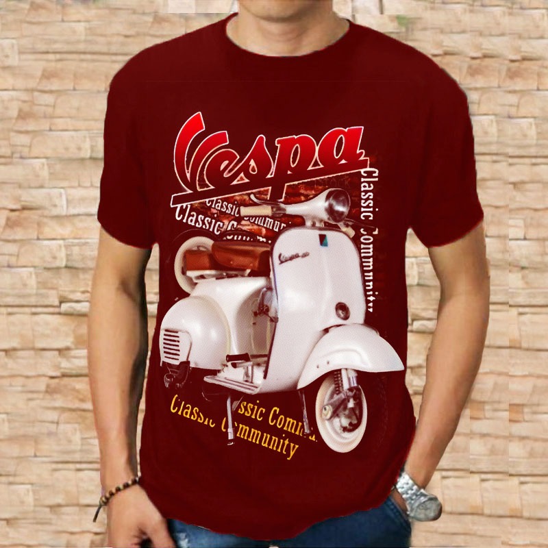 Kaos Distro Cowok Dewasa Vespa Putih Baju Keren Terbaru Original Murah Tebal Bandung Jumbo