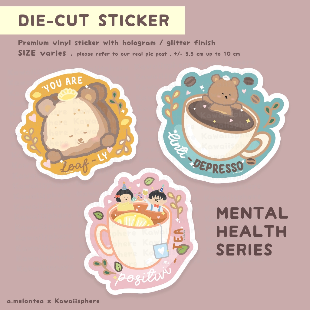 

Mental Health Series Die-Cut Hologram Sticker | Stiker Dekorasi Laptop / Koper
