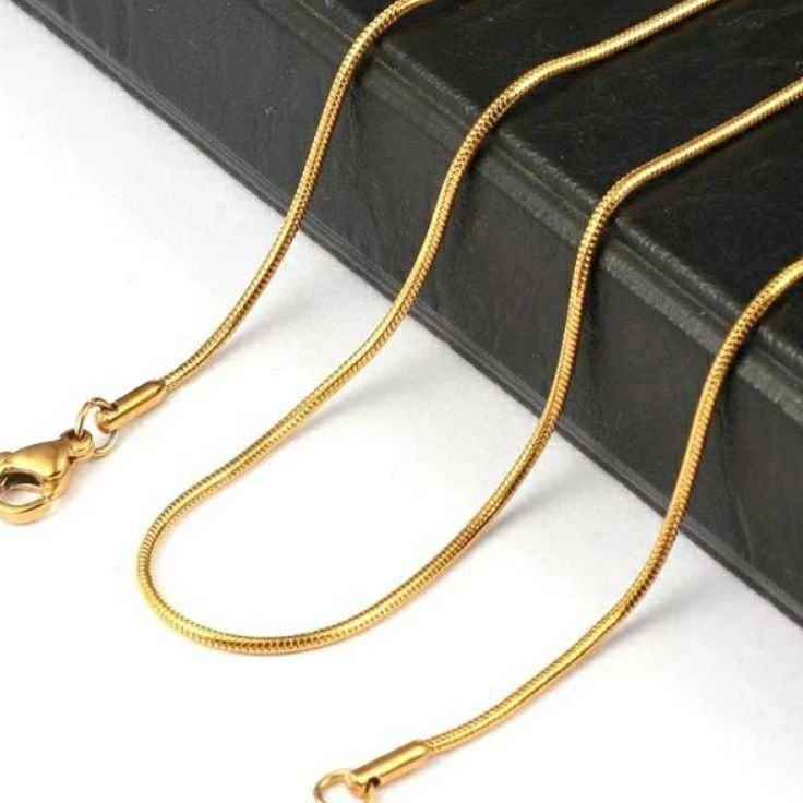 Promo besar Kalung Titanium Emas Bulat Stainless Steel Pria Wanita Murah Harga Grosir