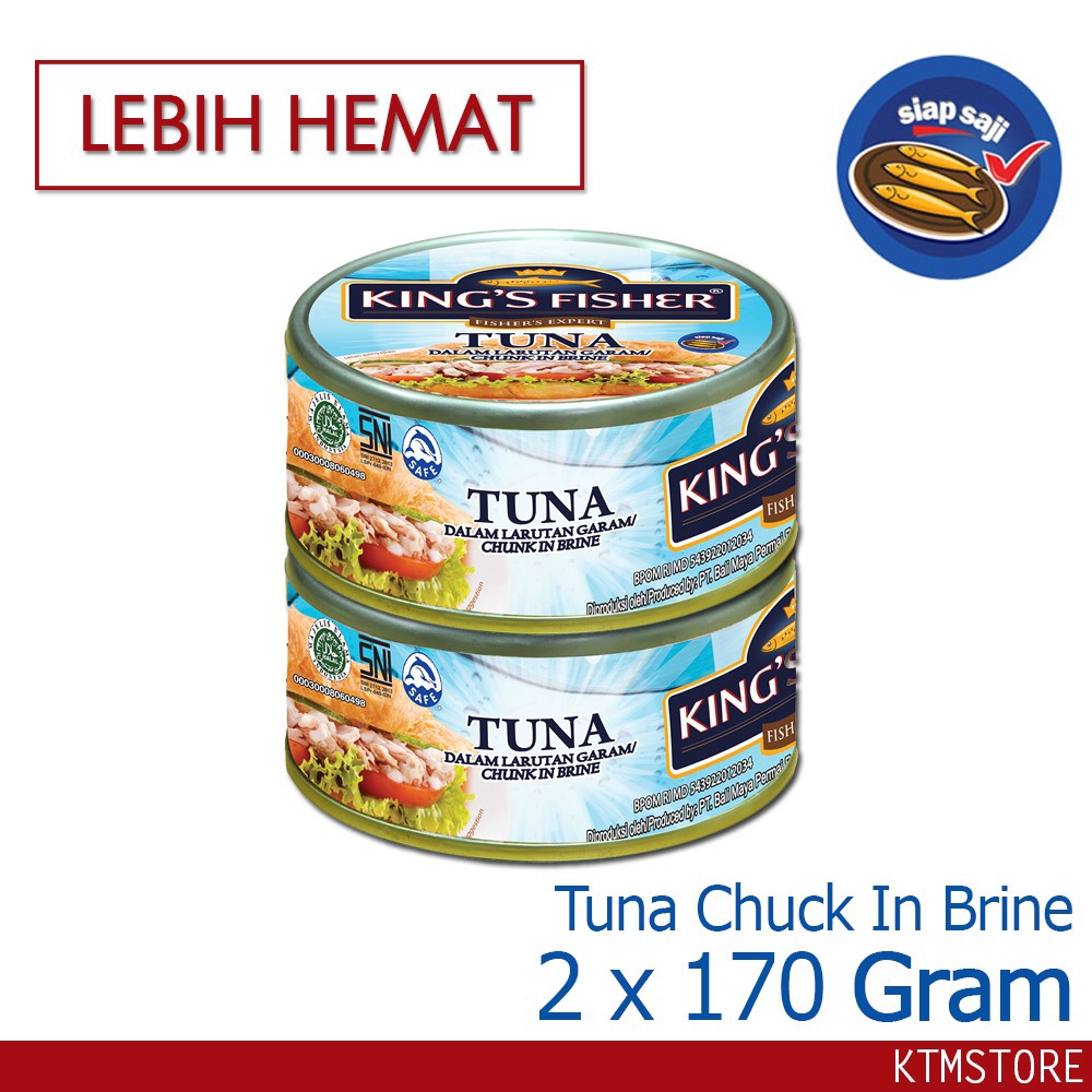 

1212 Flash Sale KtmStore Paket 2 pcs Kings Fisher Tuna dalam Air Garam Tuna in Brine Daging Tuna Makanan Kaleng 17 g gas