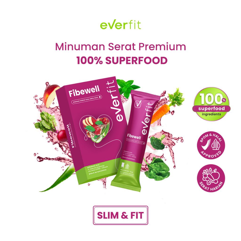 

BRANDS FESTIVAL TOP PRODUCTS Everfit Fibewell Minuman Fiber Aneka Buah Halal BPOM Isi 7 14 Sachet gas