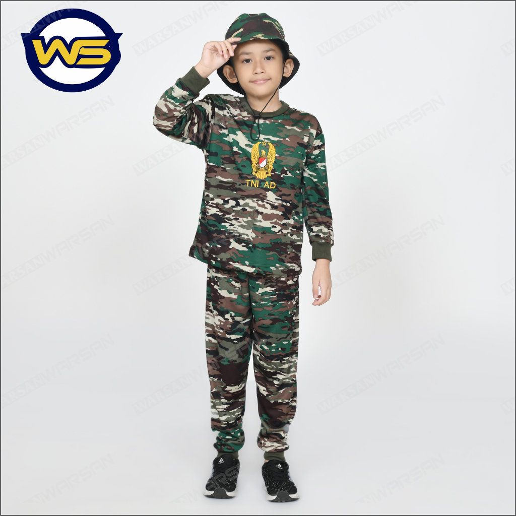 Baju Tentara Terbaru Anak Bahan Dryfit / Baju Stelan TNI AD Kasad anak / Training Anak Drifit