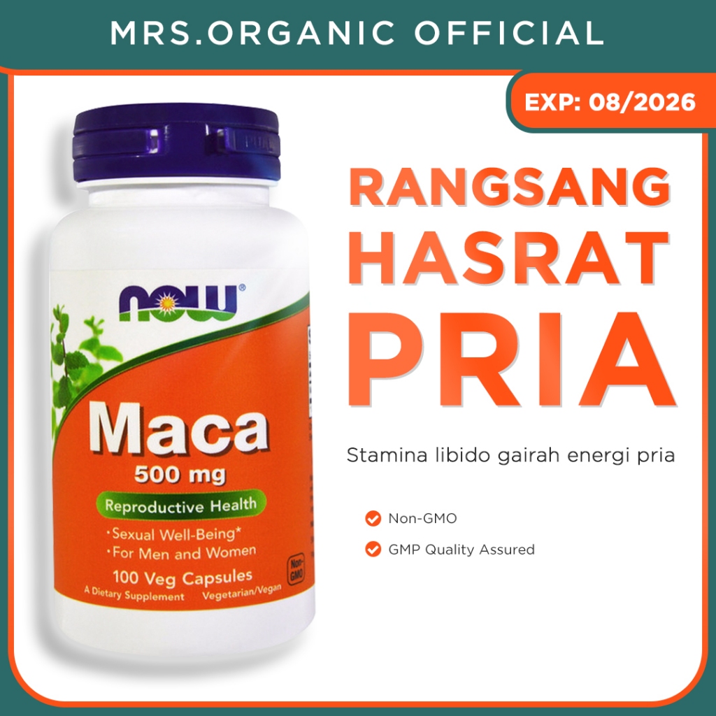 NOW Foods Maca 500 mg 100 Capsules- stamina libido gairah energi pria