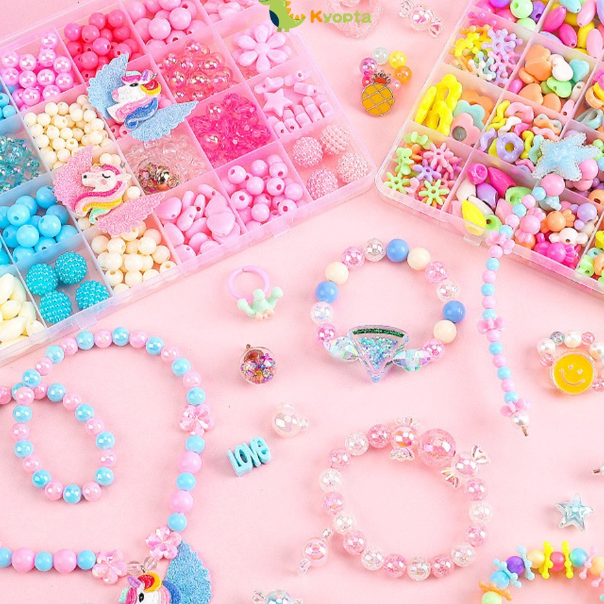 Kyopta Beaded diy Manik manik gelang set kotak dan tali Meronce manik manik Mainan edukasi kreatifit