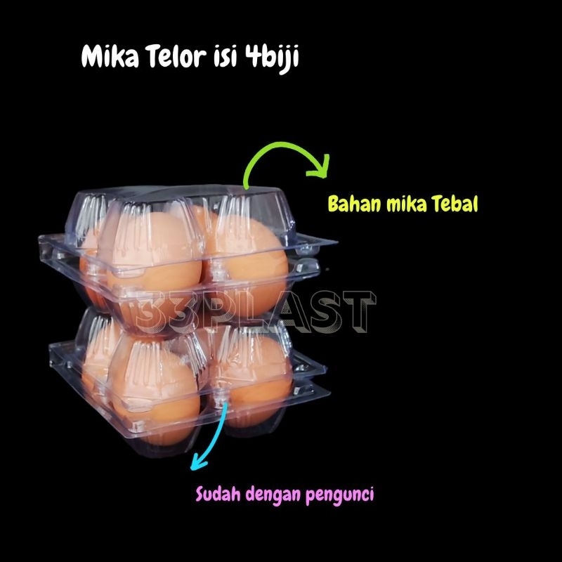 Mika Telor isi 4 isi 6 isi 10 Telur TEBAL (25pcs) Mika Telur dengan pengunci mika Telor mika tray