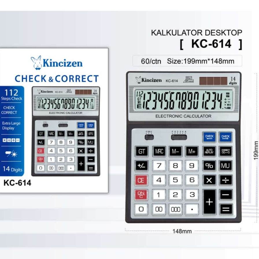 

Kalkulator KINCIZEN KC- 614 / Kalkulator KINCIZEN KC-614 Tombol Besar Mika 14 DIGIT KC 614