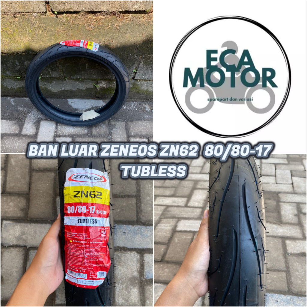 BAN LUAR ZENEOS ZN62 80/80-17 90/80-17 TUBELESS || BAN LUAR BEBEK RING 17 ZENEOS ZN62 TUBLESS